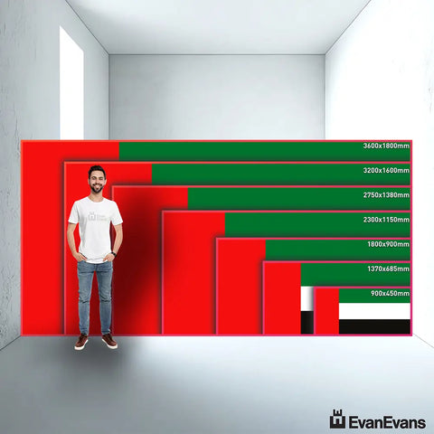 United Arab Emirates flag size guide comparison
