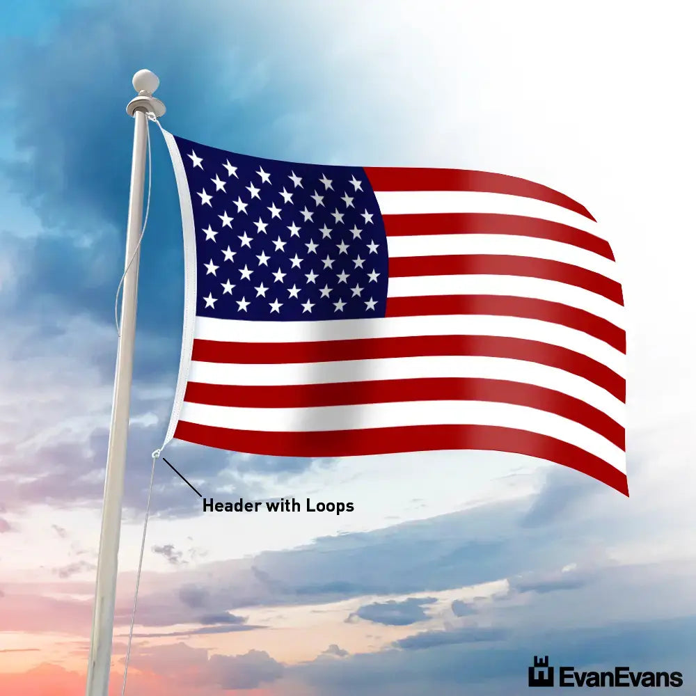 United States flag header with loops