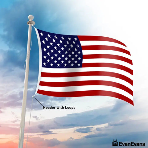 United States flag header with loops