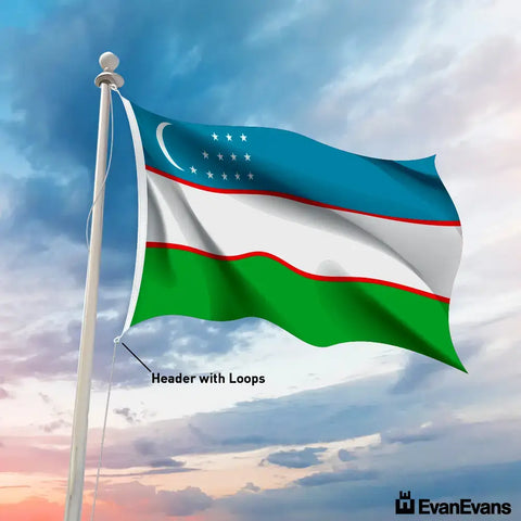 Uzbekistan flag header with loops