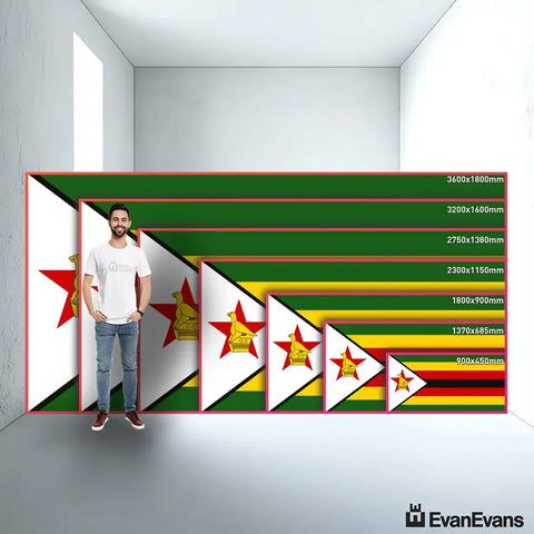 Zimbabwe flag size guide comparison