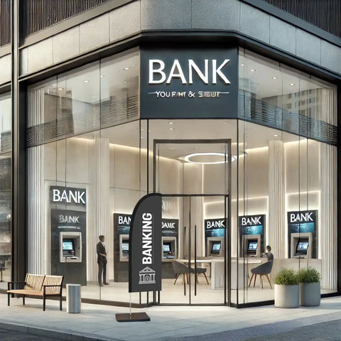 banking grey feather flag bank