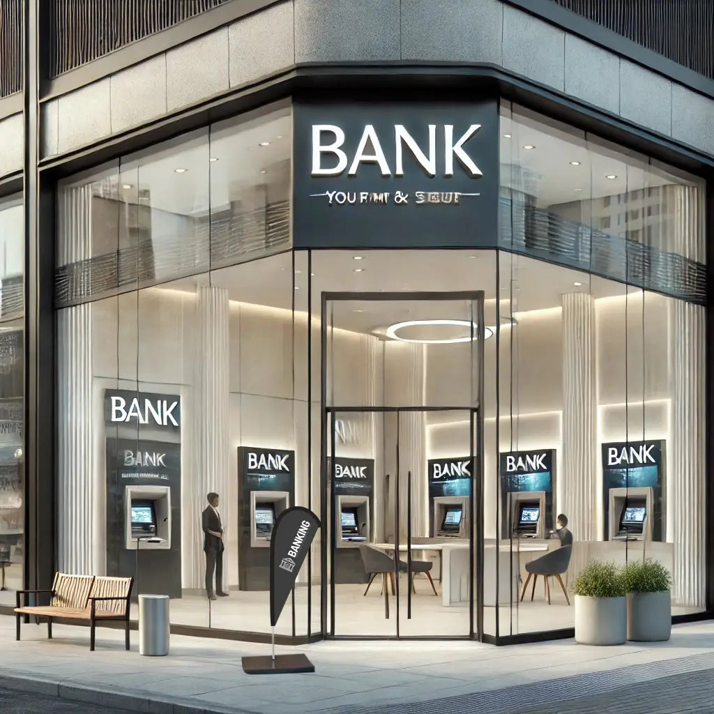 banking grey teardrop flag bank