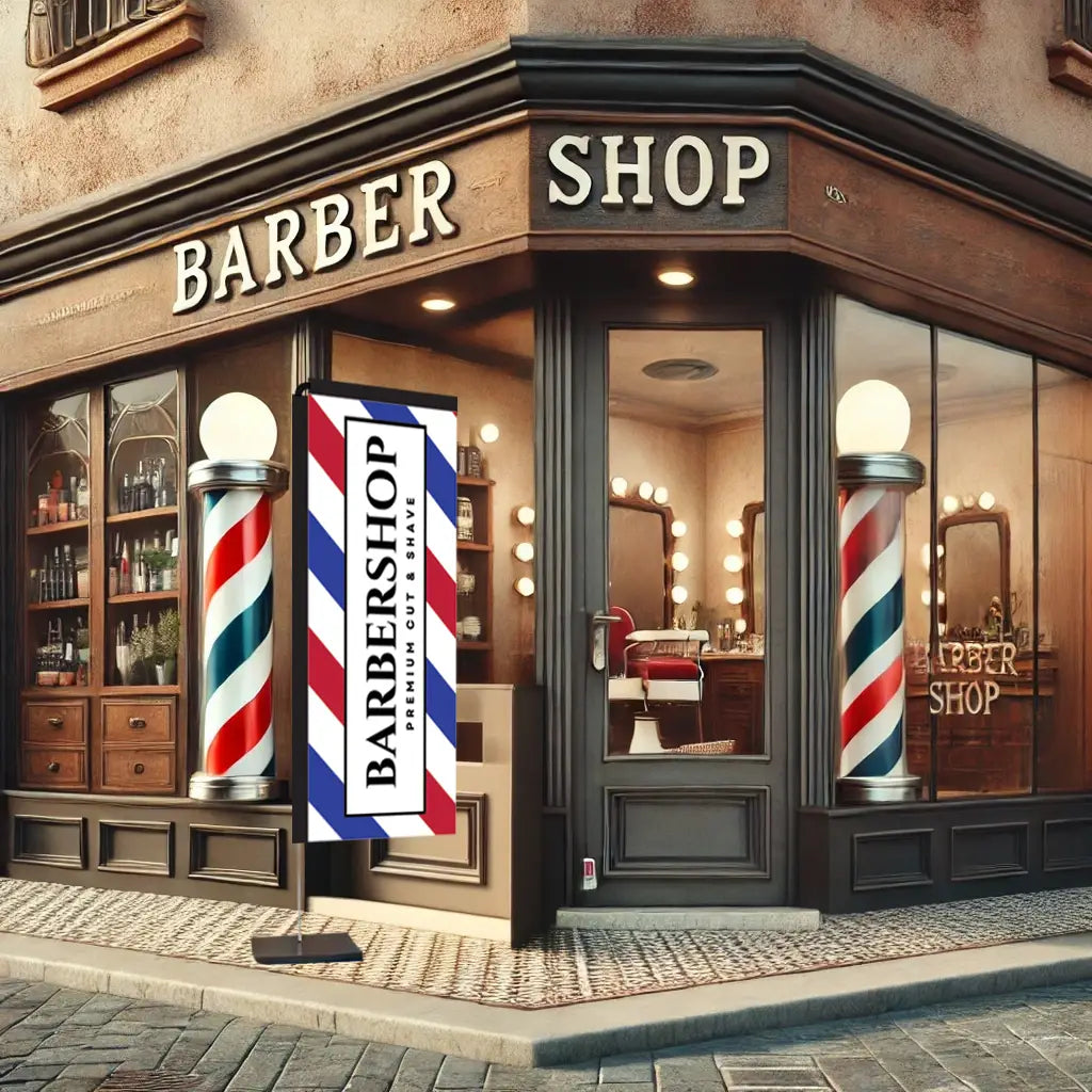 barber blue white red rectangle flag barber shop new
