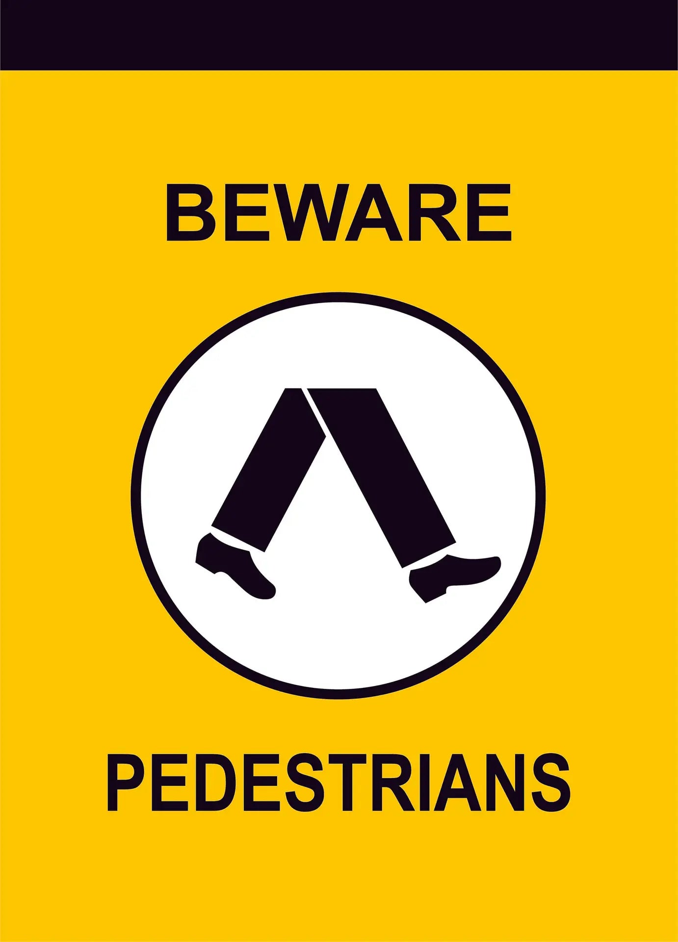 beware pedestrians construction sign