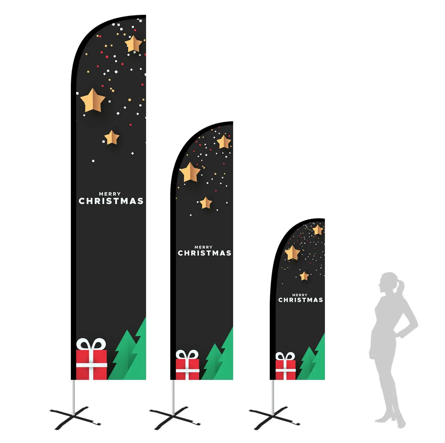 black merry christmas feather flags