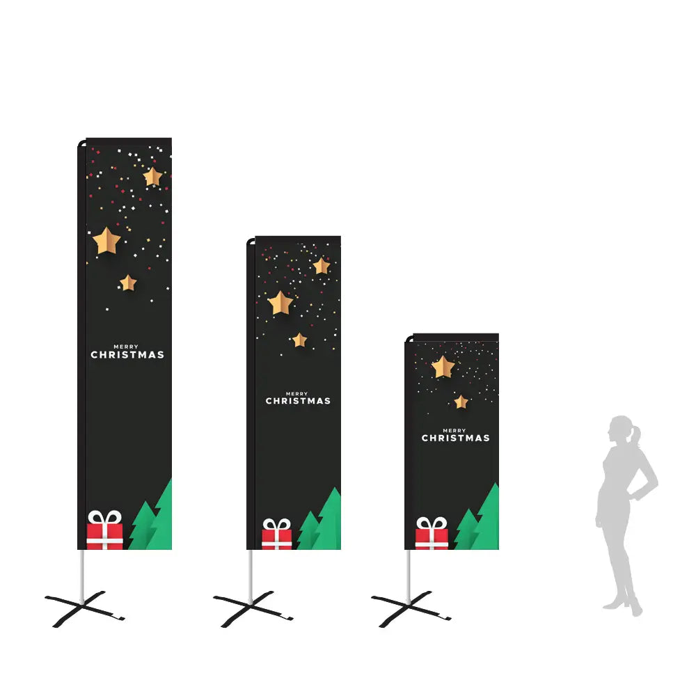 black merry christmas rectangle flag