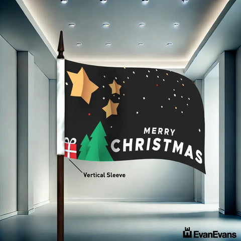 black vertical sleeve knitted polyester merry christmas flag