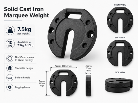 Marquee Weights – 7.5kg & 10kg Solid Cast Iron