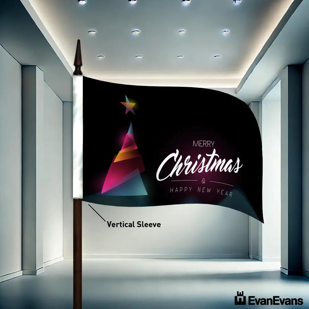 christmas tree vertical sleeve knitted polyester merry christmas flag