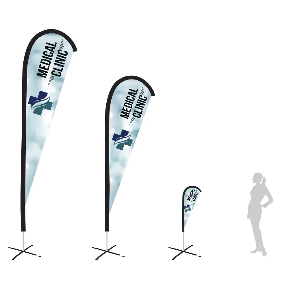 clinic white teardrop flag