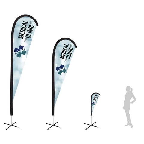 clinic white teardrop flag