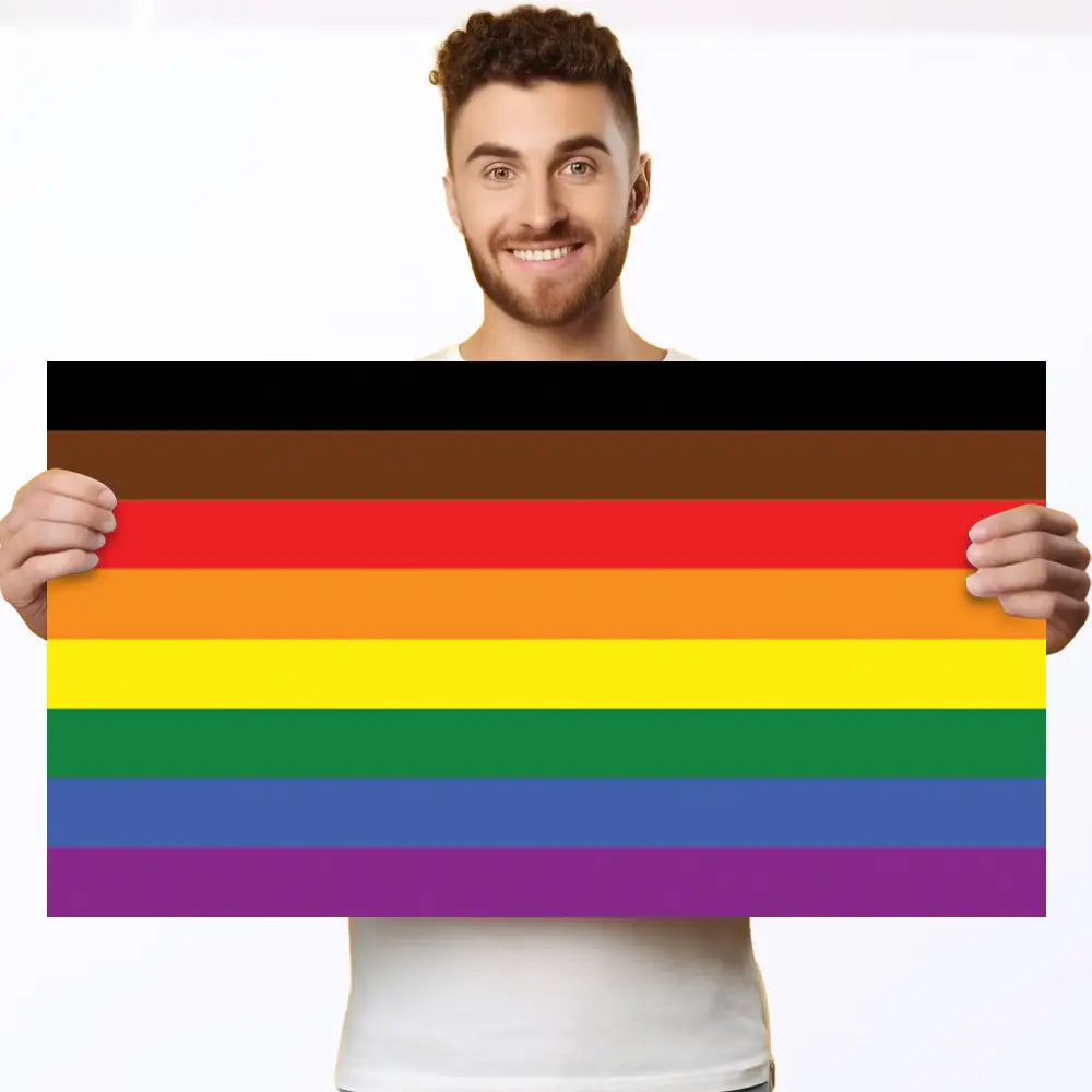 corflute lgbt rainbow with black and brown poster