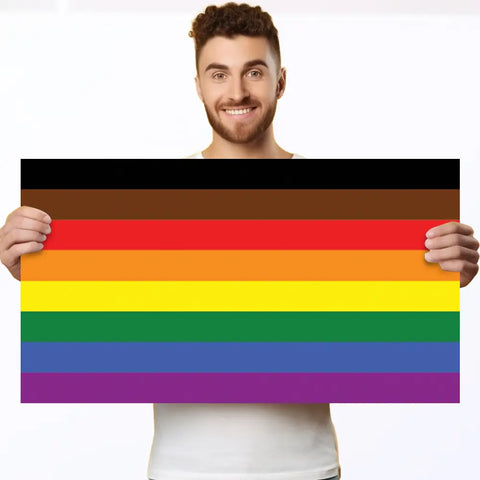 corflute lgbt rainbow with black and brown poster