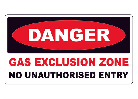 danger gas exclusion zone construction sign