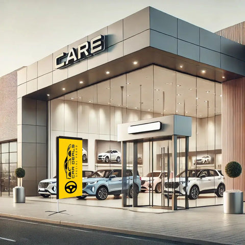 deals yellow rectangle flag car dealership