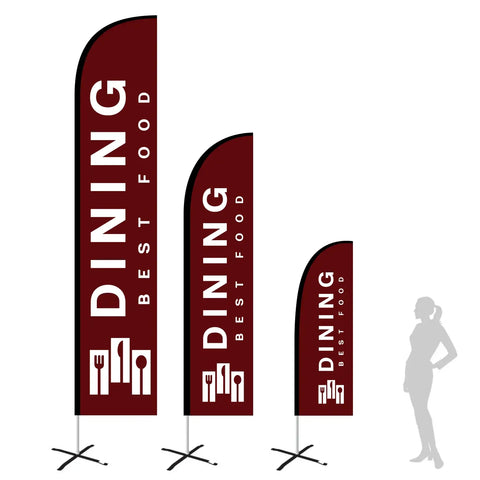 dining dark red feather flag