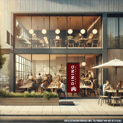 dining dark red rectangle flag restaurant