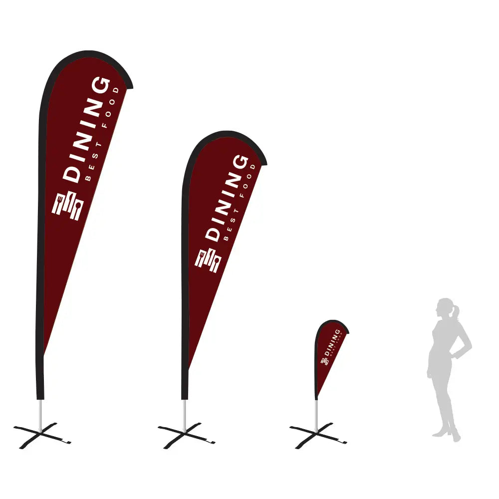 dining dark red teardrop flag