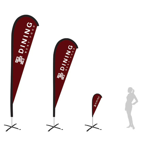 dining dark red teardrop flag