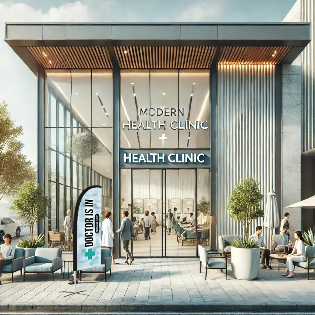 doctor white feather flag health clinic