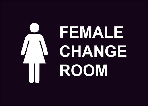 female change room construction sign