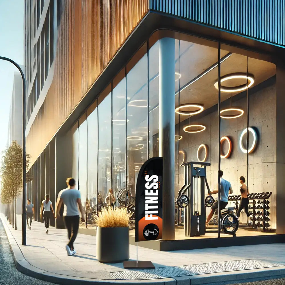 fitness black feather flag gym