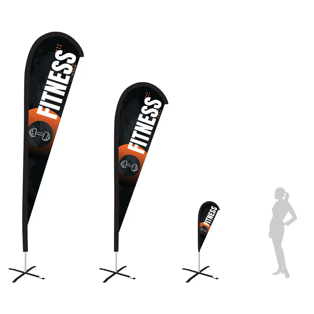 fitness black teardrop flag