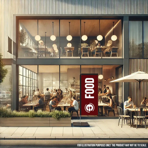 food dark red rectangle flag restaurant