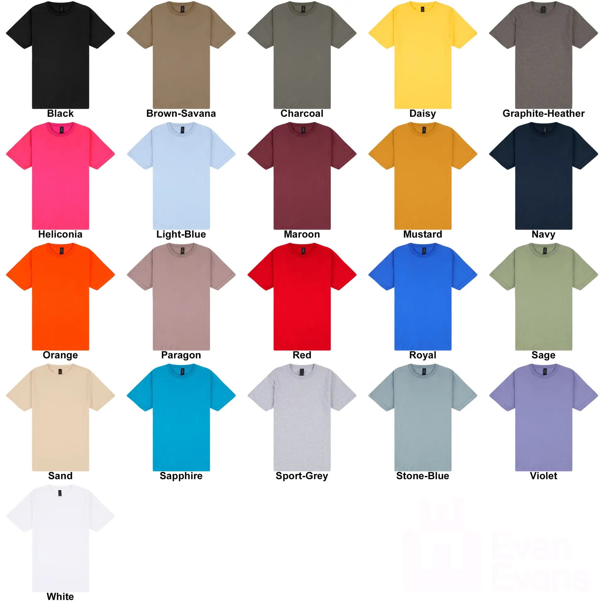 gildan softstyle tees colour chart