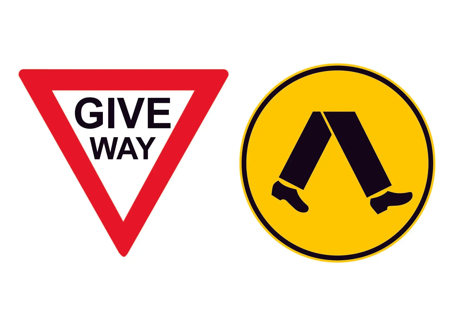 give way to pedestrians construction sign