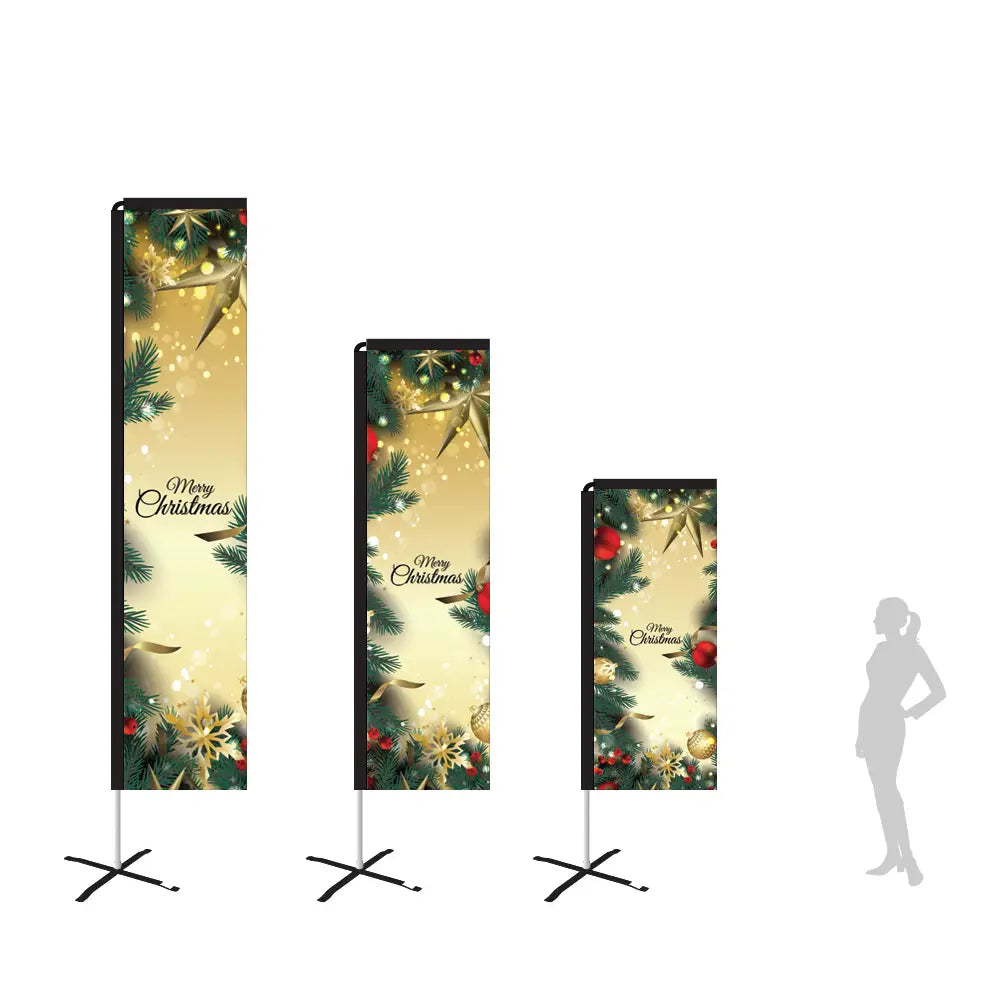 gold glitters merry christmas rectangle flag