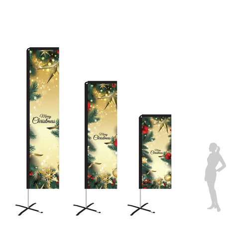 gold glitters merry christmas rectangle flag