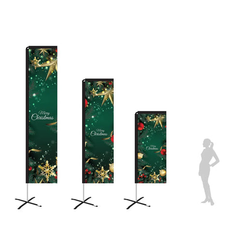 green glitters merry christmas rectangle flag