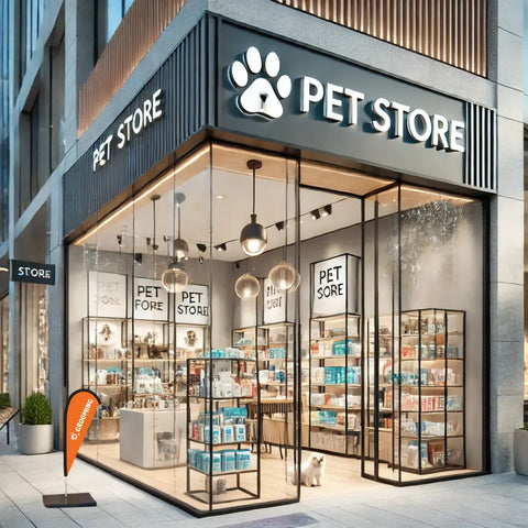 grooming orange teardrop flag pet store