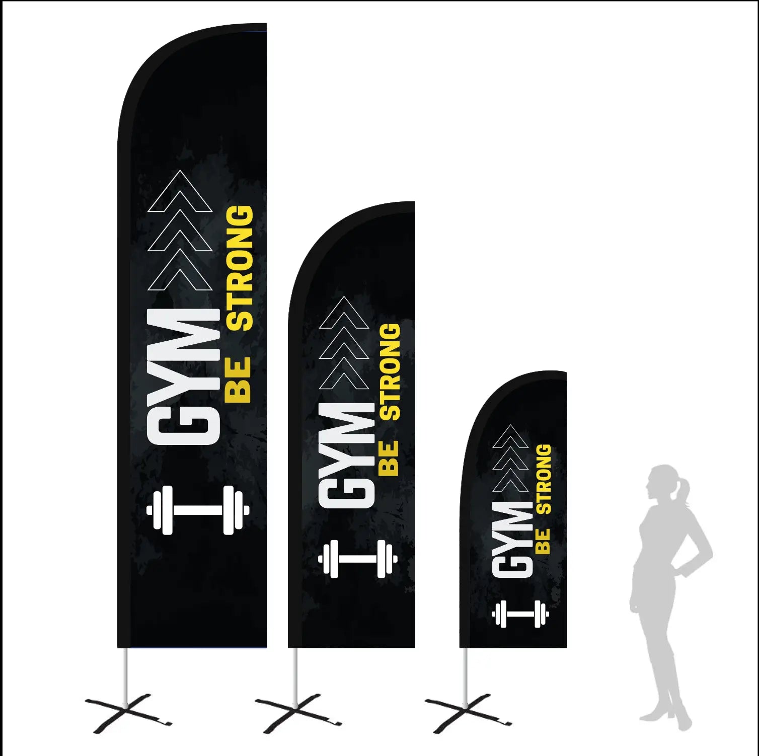 gym black feather flag