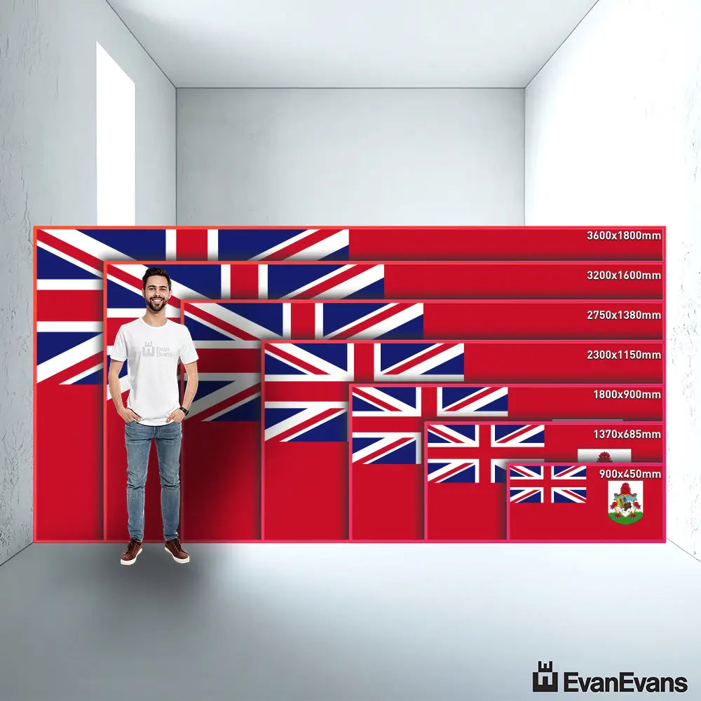 knitted polyester Bermuda flag size guide comparison