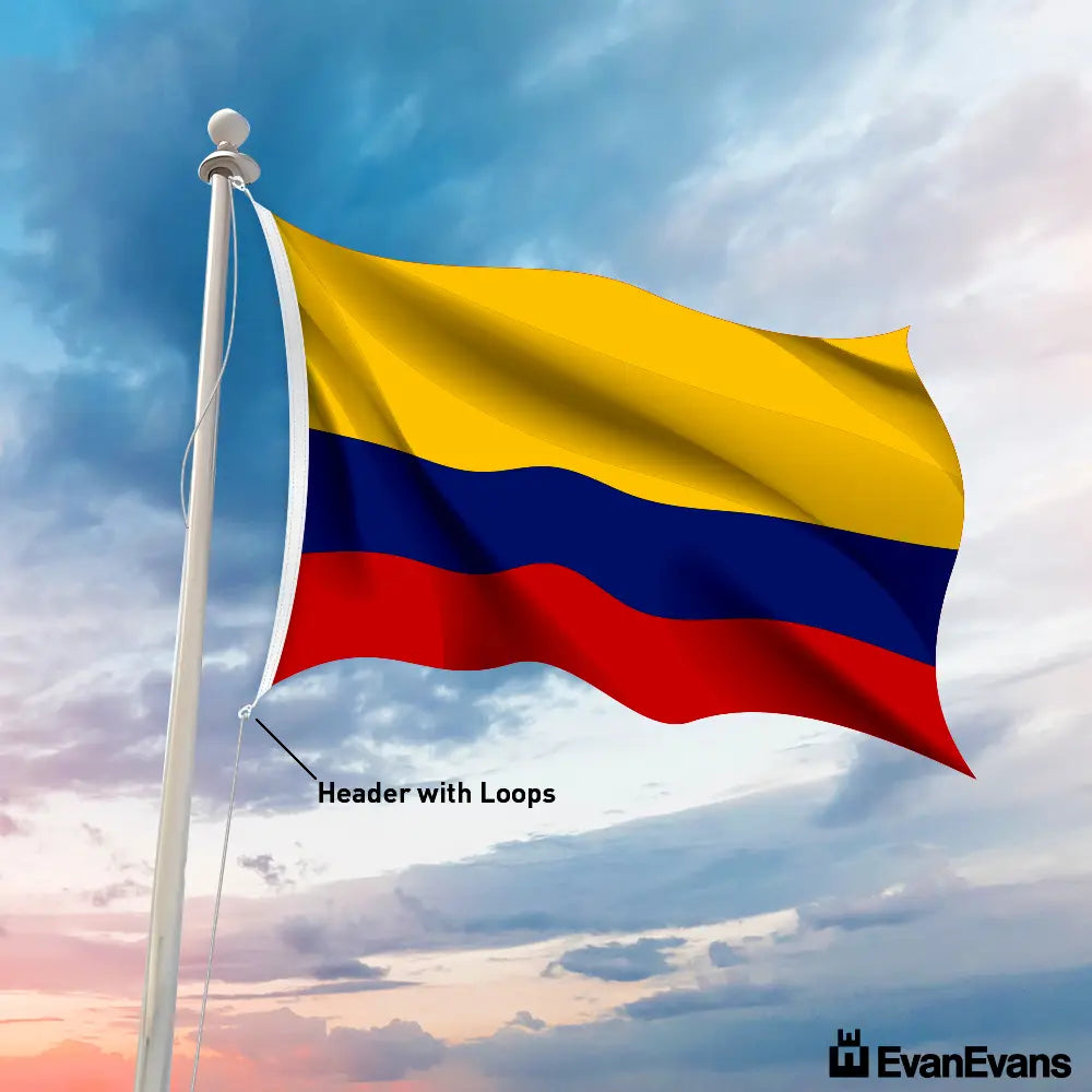 knitted polyester Colombia flag header with loops