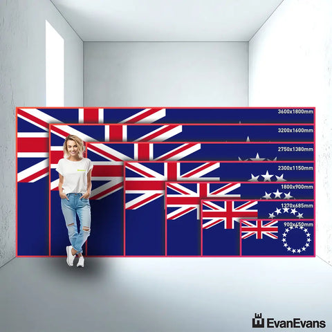 knitted polyester Cook Islands flag size guide comparison
