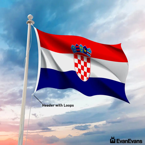 knitted polyester Croatia flag header with loops