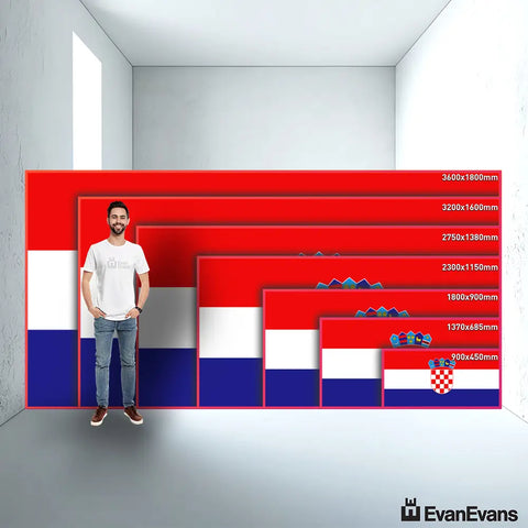 knitted polyester Croatia flag size guide comparison