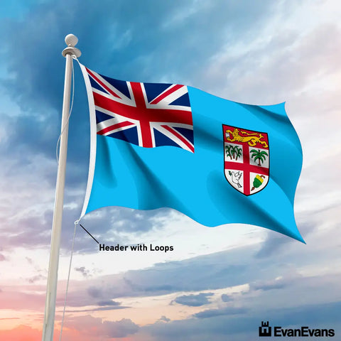 knitted polyester Fiji flag header with loops