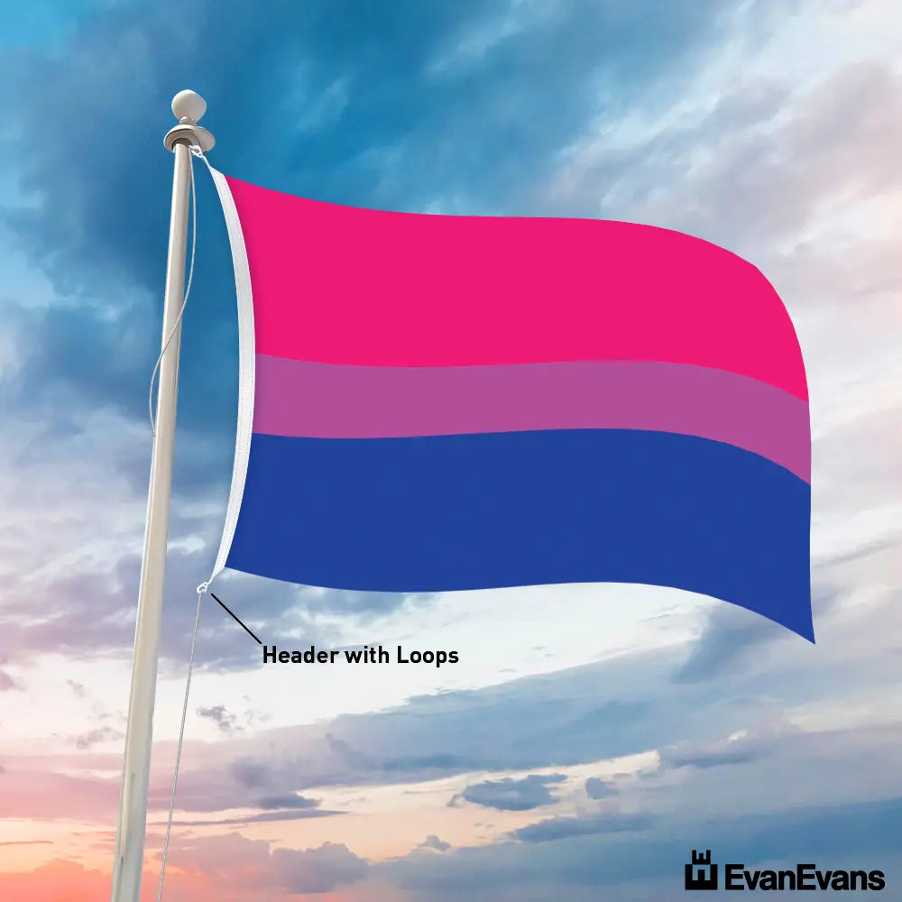 knitted polyester bisexual pride flag header with loops