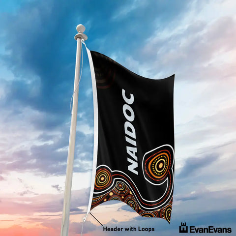 knitted polyester black naidoc flag header with loops portrait