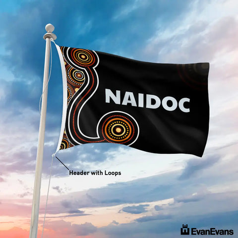 knitted polyester black naidoc flag header with loops