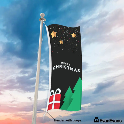 knitted polyester black portrait merry christmas flag header with loops