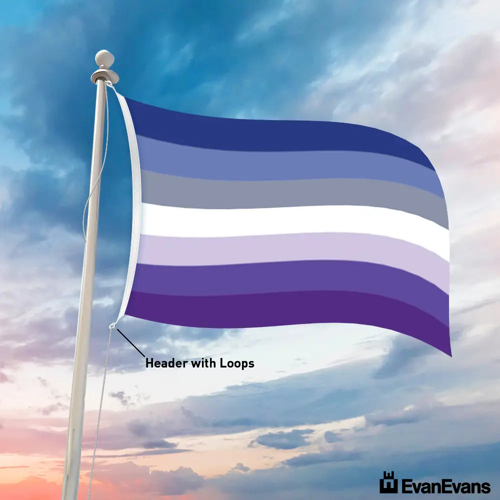 knitted polyester blue butch lesbian pride flag header with loops