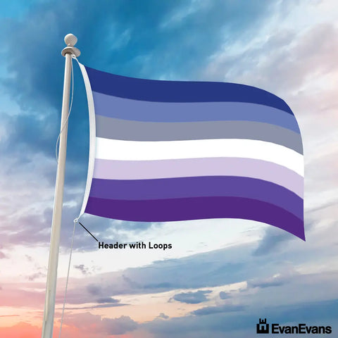 knitted polyester blue butch lesbian pride flag header with loops