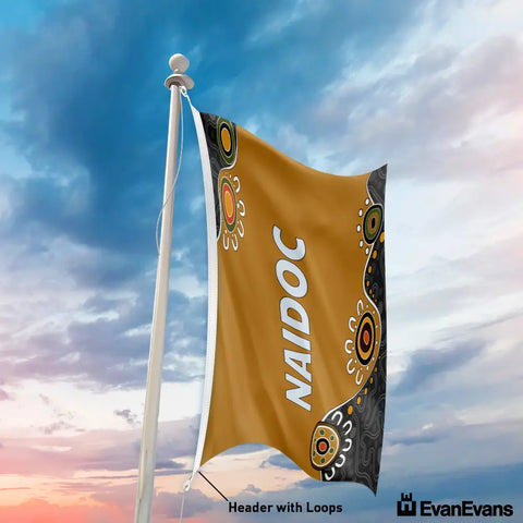 knitted polyester brown naidoc flag header with loops portrait