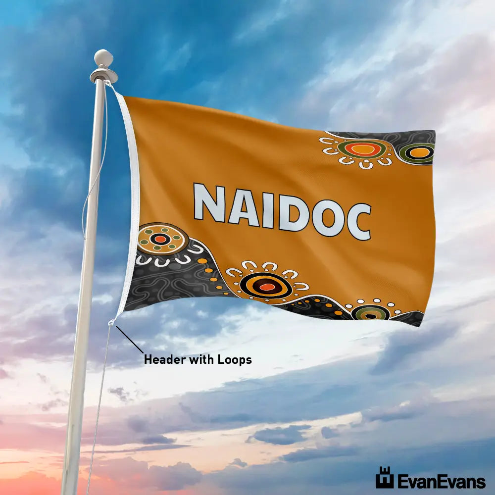 knitted polyester brown naidoc flag header with loops